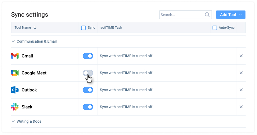 Enable data synchronization, Time Management Assistant