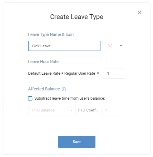 Create Leave Type, actiTIME