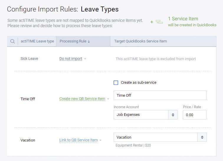 Configure import rules leave types