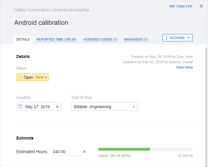 Check how much of estimated time is already consumed in a task description.