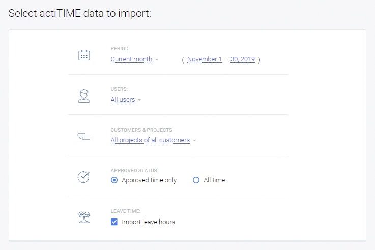 Select the data you’d like to import
