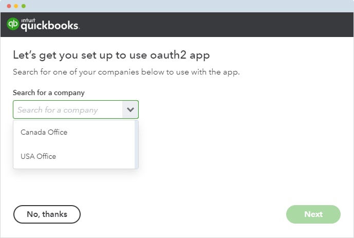 Select Company to connect