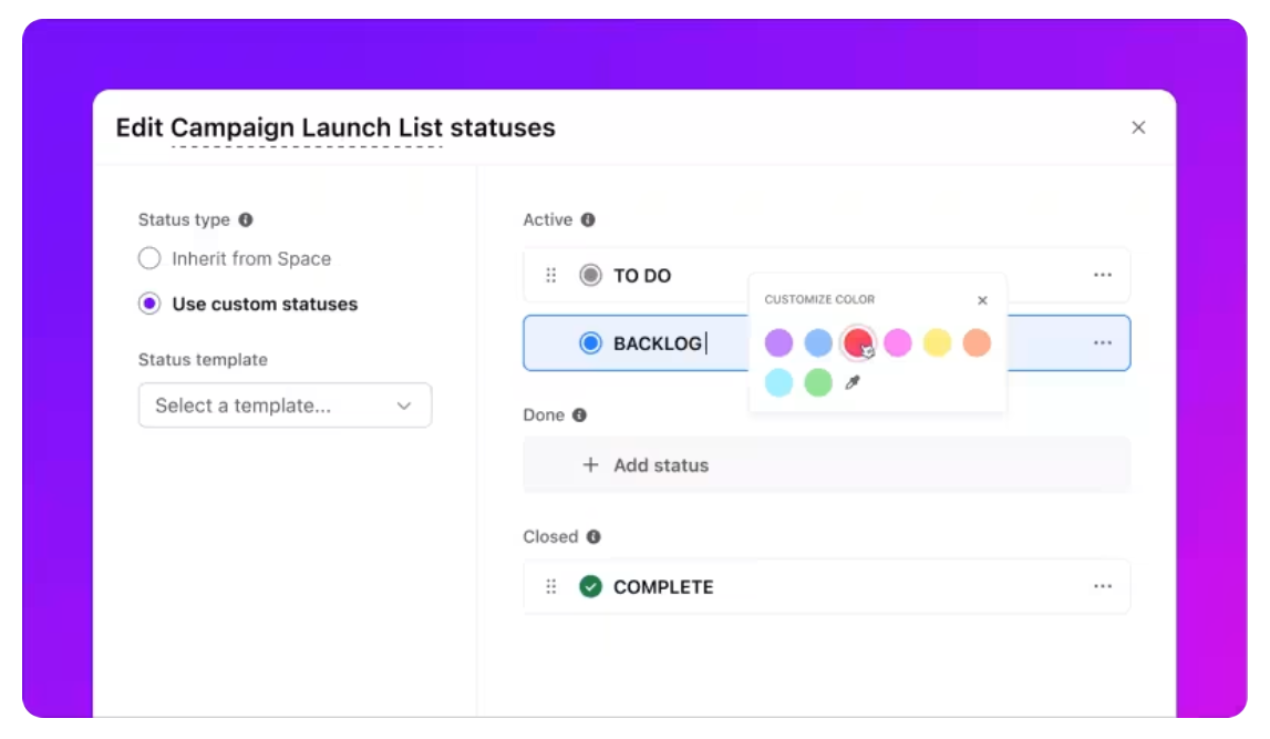 ClickUp, free project management software