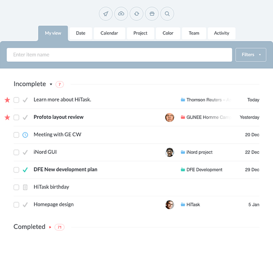 Hitask, free project managing software